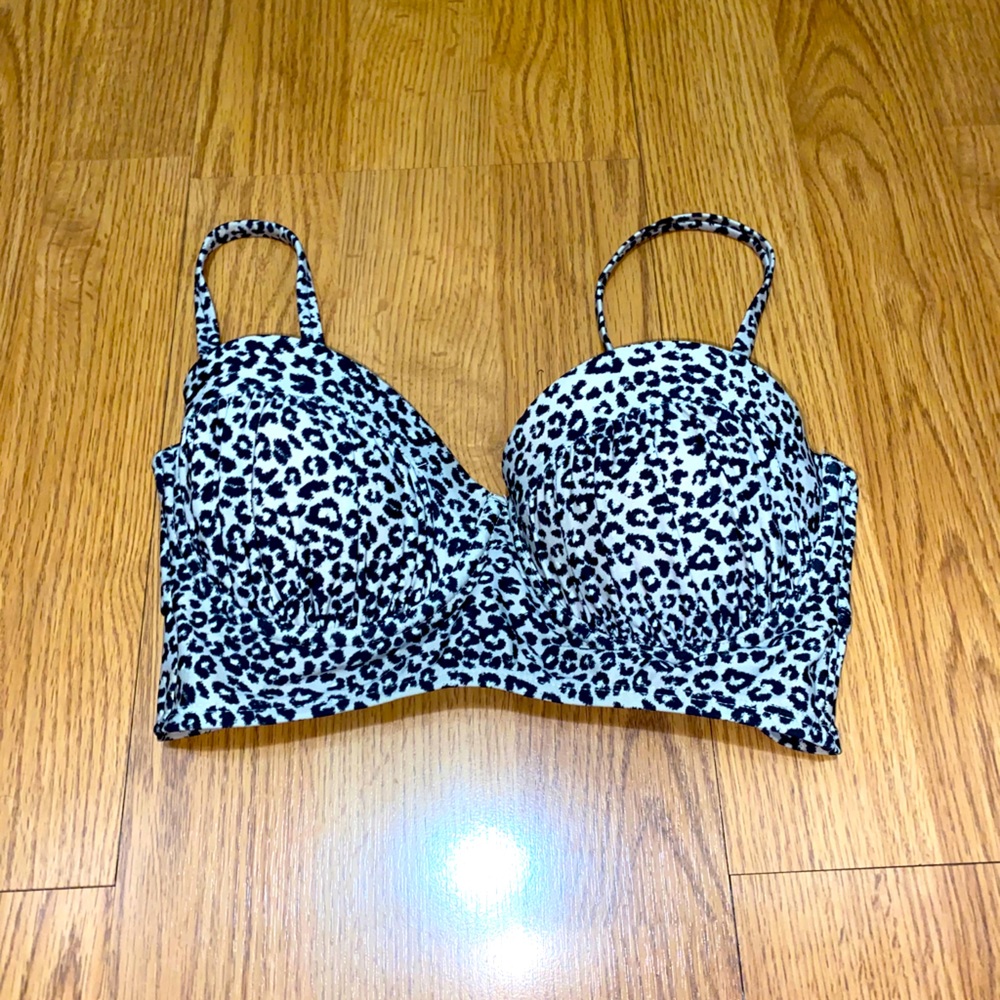 Leopard push up swim top